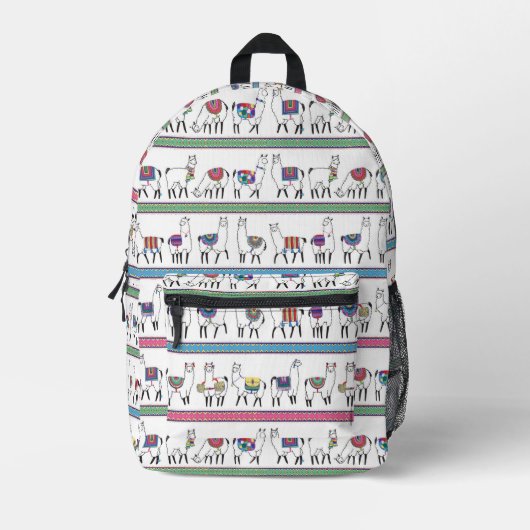 Llama Stripe Pattern Bedrukte Rugzak (Voorkant)