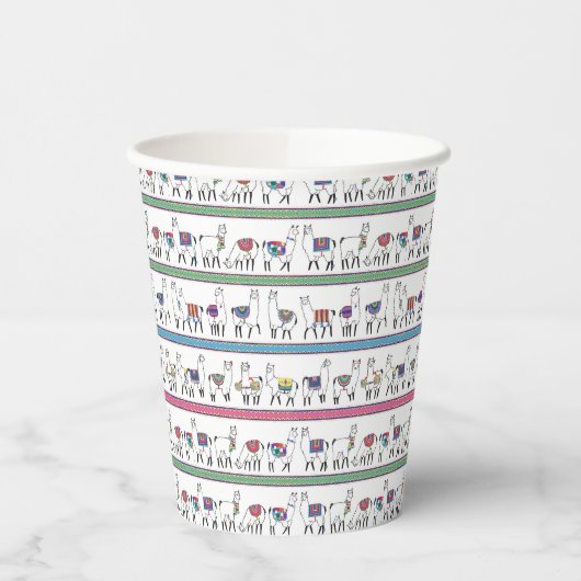 Llama Stripe Pattern Papieren Bekers (Links)