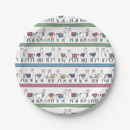 Llama Stripe Pattern Papieren Bordje (Voorkant)