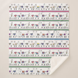 Llama Stripe Pattern Sherpa Deken