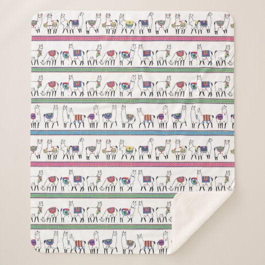 Llama Stripe Pattern Sherpa Deken (Voorkant)