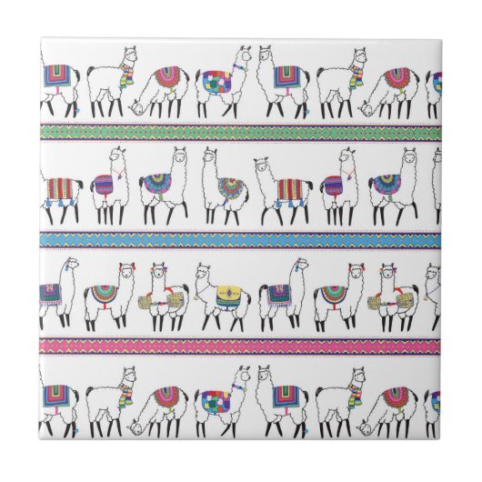 Llama Stripe Pattern Tegeltje (Voorkant)