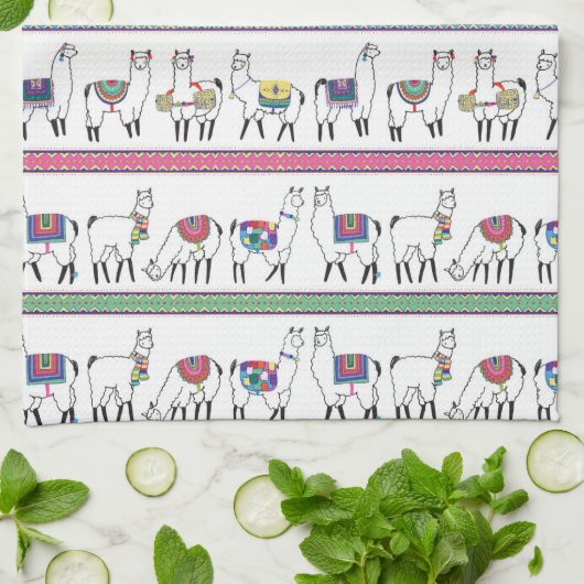 Llama Stripe Pattern Theedoek (Gevouwen)