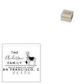Llama & Succulent Familienaam Retouradres Rubberstempel (Gestempeld)