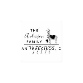 Llama & Succulent Familienaam Retouradres Rubberstempel