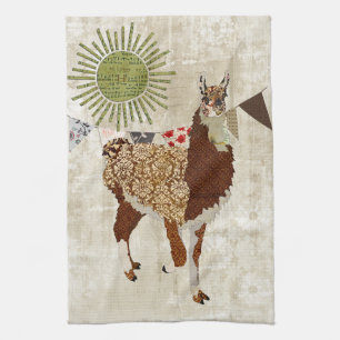 Llama Sunshine White Towel Theedoek