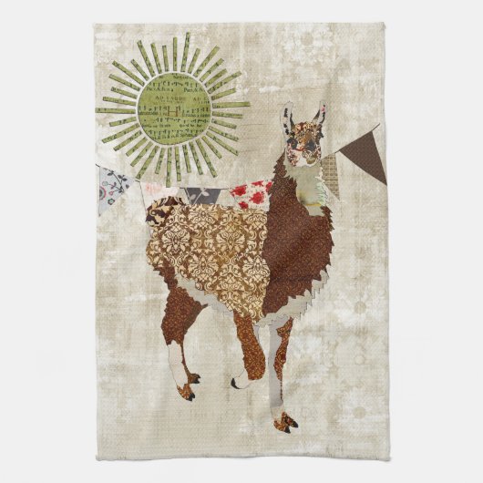 Llama Sunshine White Towel Theedoek (Verticaal)