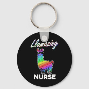 Llama T Shirt Llamazing Nurse Medical Rainbow Cool Sleutelhanger