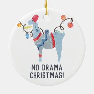 Llama-thema kerst familie foto keramisch ornament