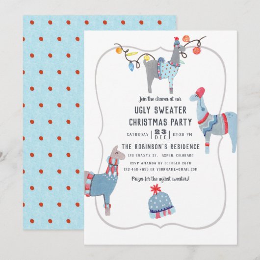 Llama thema lelijke trui kerstfeest kaart (Voorkant / Achterkant)