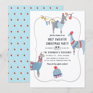 Llama thema lelijke trui kerstfeest kaart