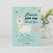 Llama thema verjaardag bedankkaart (Staand voorkant)