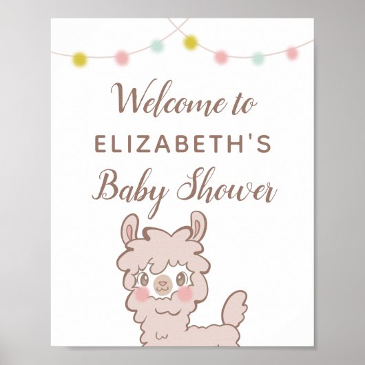 Llama Theme Baby shower Welkomstteken Poster (Voorkant)