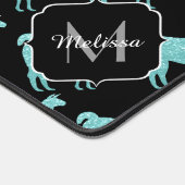 Llama turquoise Sparkles patroon Monogram Bureaumat (Hoek)
