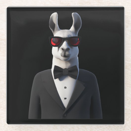 Llama Tux zonnebril Glazen Onderzetter (Voorkant)