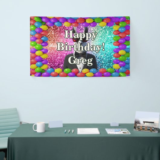 Llama Tuxedo gepersonaliseerd karakter verjaardag Spandoek (Beurs)