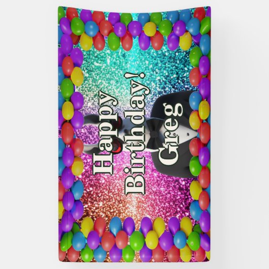 Llama Tuxedo gepersonaliseerd karakter verjaardag Spandoek (Verticaal)