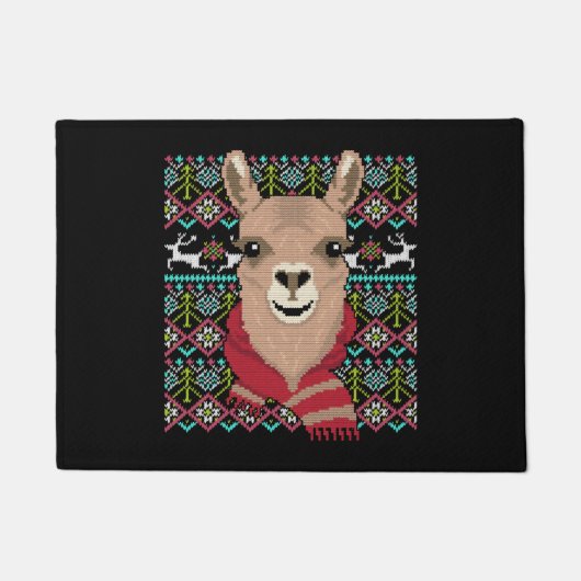 Llama Ugly Kerstmis Deurmat (Voorkant)
