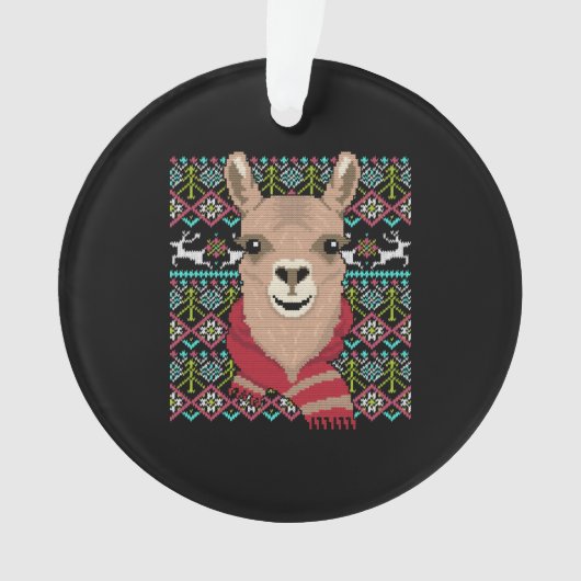 Llama Ugly Kerstmis Ornament (voorkant)