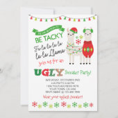 Llama Ugly Sweater Party Invite Kaart (Voorkant)