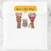 Llama, uil en Giraffe Dier Vierkante Sticker (Tas)