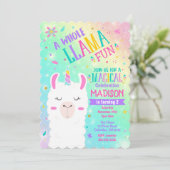 Llama Unicorn Birthday Invitation Magical Party Kaart (Staand voorkant)