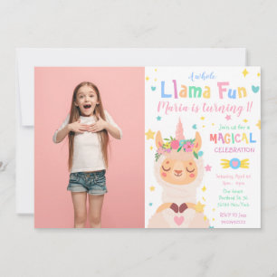 Llama Unicorn Foto Magische Verjaardag Kinderen Kaart