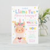 Llama Unicorn Magische Partij Kinderen Verjaardag Kaart (Staand voorkant)