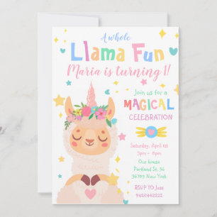 Llama Unicorn Magische Partij Kinderen Verjaardag Kaart