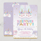 Llama Unicorn Sleepover Birthday Party Slumber Kaart (Voorkant / Achterkant)