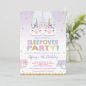 Llama Unicorn Sleepover Birthday Party Slumber Kaart (Staand voorkant)