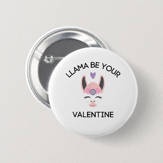 Llama Uw Valentijn Lover Valentijnsdag Hart A Ronde Button 5,7 Cm (Voorkant /achterkant)