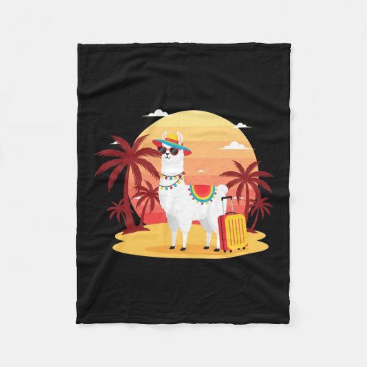 Llama Vakantie Zonsondergang Fleece Deken (Voorkant)