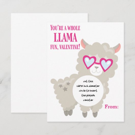 Llama Valentijnse speeldoh-cadekaart Informatiekaartje (Voorkant / Achterkant)