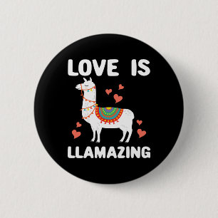 Llama Valentine Gift for Him Her Love is Llamazing Ronde Button 5,7 Cm