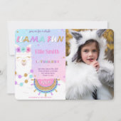 Llama Verjaardag Foto uitnodiging (Voorkant)