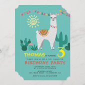 Llama verjaardag jongen uitnodiging (Voorkant / Achterkant)