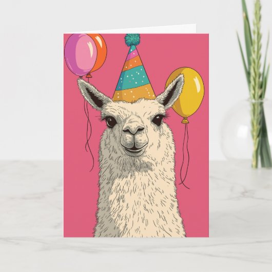 Llama Verjaardag Kaart - Funny Party Animal (Voorkant)