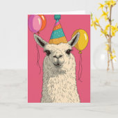 Llama Verjaardag Kaart - Funny Party Animal (Gele Bloem)