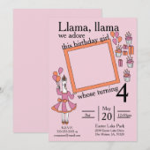 Llama Verjaardag Meisje Kaart (Voorkant / Achterkant)