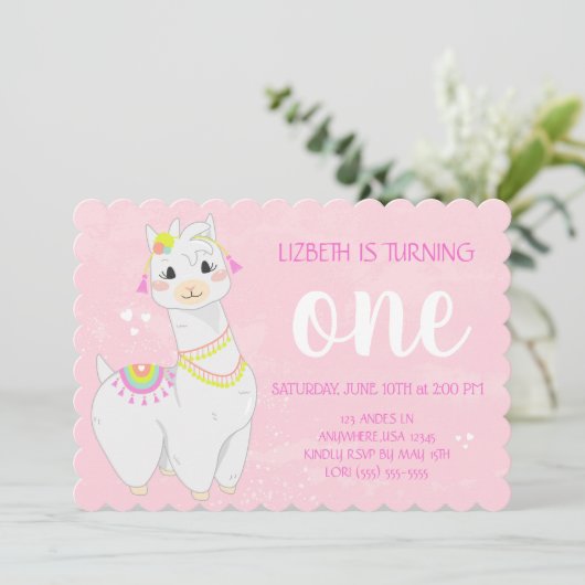 Llama Verjaardag Uitnodigingen | Fiesta-thema (Staand voorkant)