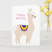 Llama verjaardag, Verjaardagsballonnen Kaart (Gele Bloem)