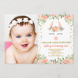 Llama-verjaardagsfeest, florele schattige lama-fot kaart