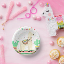 Llama Verjaardagsfeestje Papieren Borden