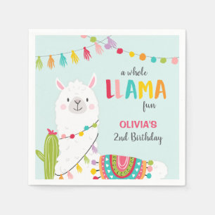 Llama-verjaardagspapier Napkins Alpaca Fiesta Cact Servet