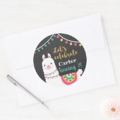 Llama-verjaardagsstickers Ronde Sticker