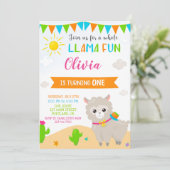 Llama verjaardagsuitnodiging Alpaca feest uitnodig Kaart (Staand voorkant)