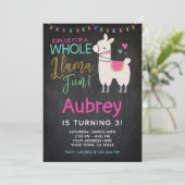 Llama verjaardagsuitnodiging - schoolbord kaart (Staand voorkant)