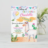 Llama verjaardaguitnodiging Alpaca uitnodiging (Staand voorkant)