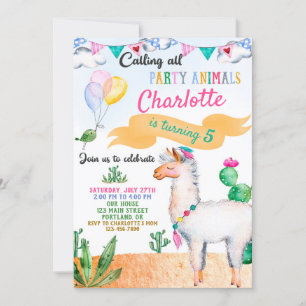 Llama verjaardaguitnodiging Alpaca uitnodiging